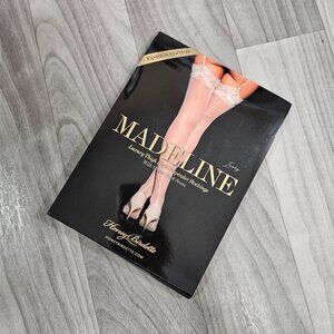 Honey Birdette Madeline Ivory and Gold Stockings Hosiery Thigh Highs Size L